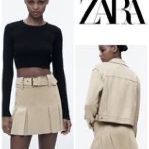 ZARA FAUX SUEDE MINI SKIRT - Picture 3 of 4